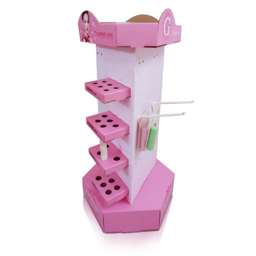 Cardboard Stand Display Rack for Cosmetics, Standing Floor Display Units