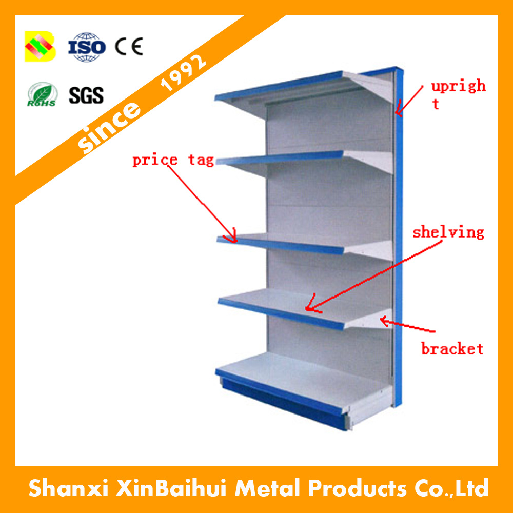 Professional Used Supermarket Steel Shelf with Metallic Backboard