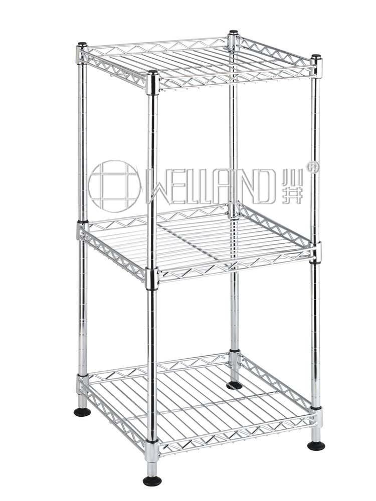 Square 3 Shelves DIY Household Metal Chrome Corner Wire Rack