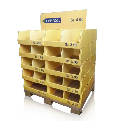 Retail Cardboard Display Grid Unit, UV Coating Display Stand, Pop Pallet Display Racks