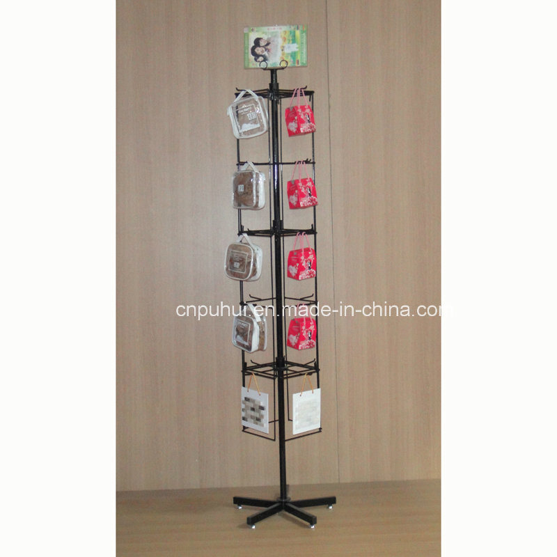 Four Sided Steel Floor Revolving Display Rack for Hanging (PHY261)