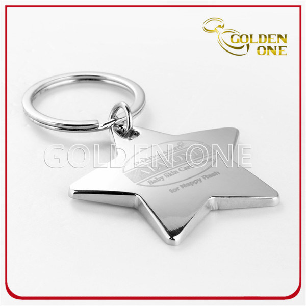 Customized Star Shape Metal Keychain with Engraving Logo