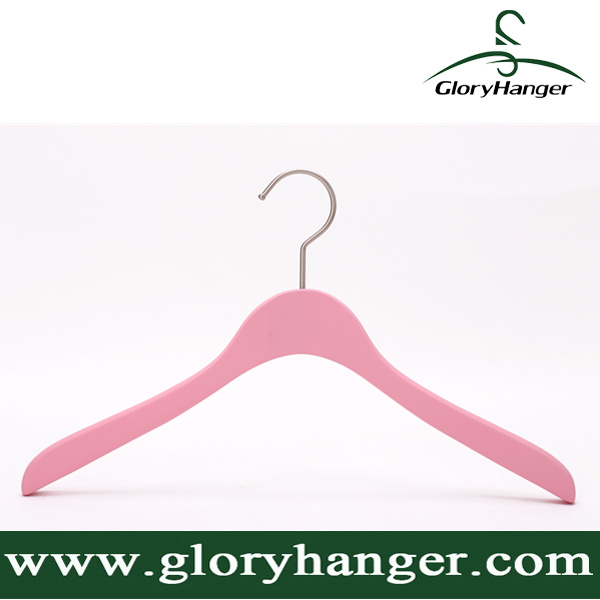 Pink Wooden Clothes Hanger for Clothing Shop Display