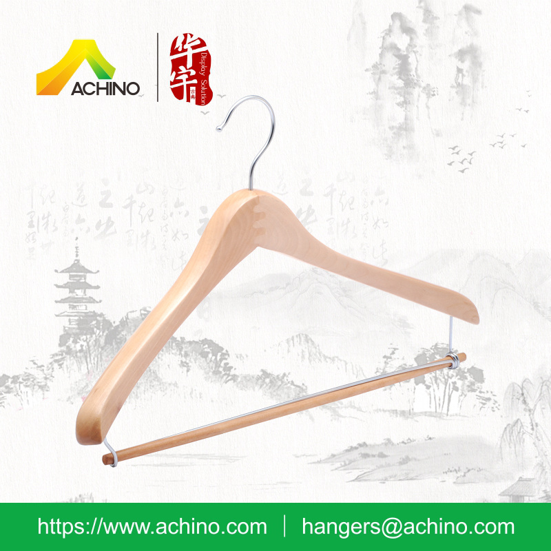 Wooden Hotel Anti-Theft Hanger with Locking Bar