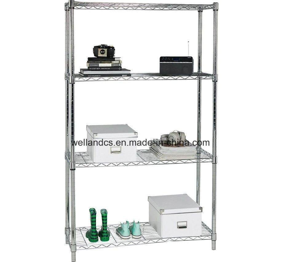 Easy Assembly & DIY 4 Tiers Home Storage Chrome Wire Shelf Rack