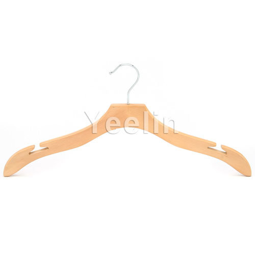 Natural Green Safety Wooden Cloth Hanger with Notches (200-8257--TZ)