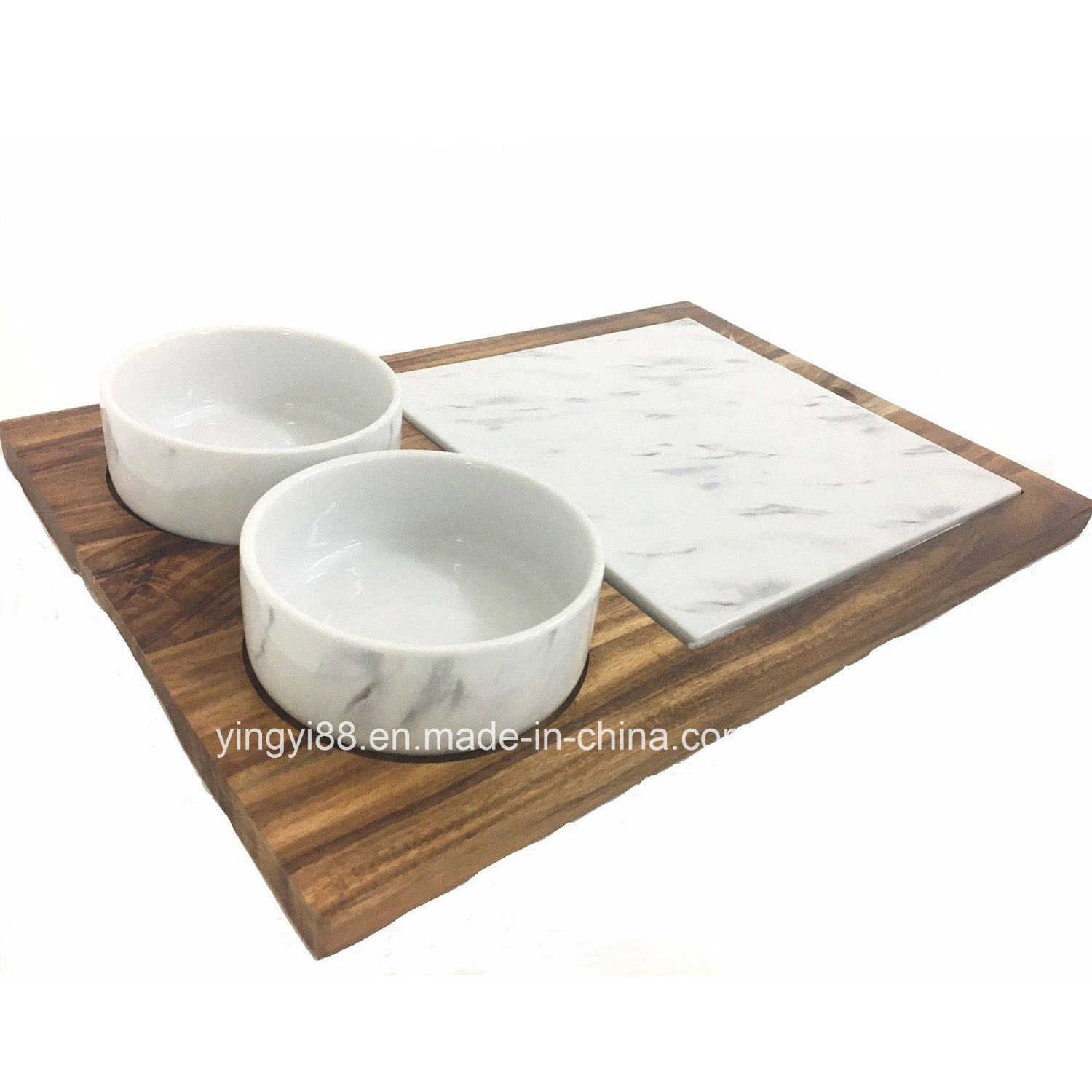 High Quality Wood Serving Tray with Marble