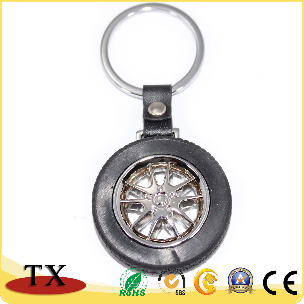 Custom Logo Automobile Wheel Tyre Rubber Key Chain