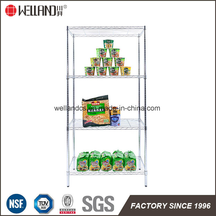 Wholesale 4 Shelf Grocery Store Food Display Light Duty Chrome Metal Shelving Racks for Sale