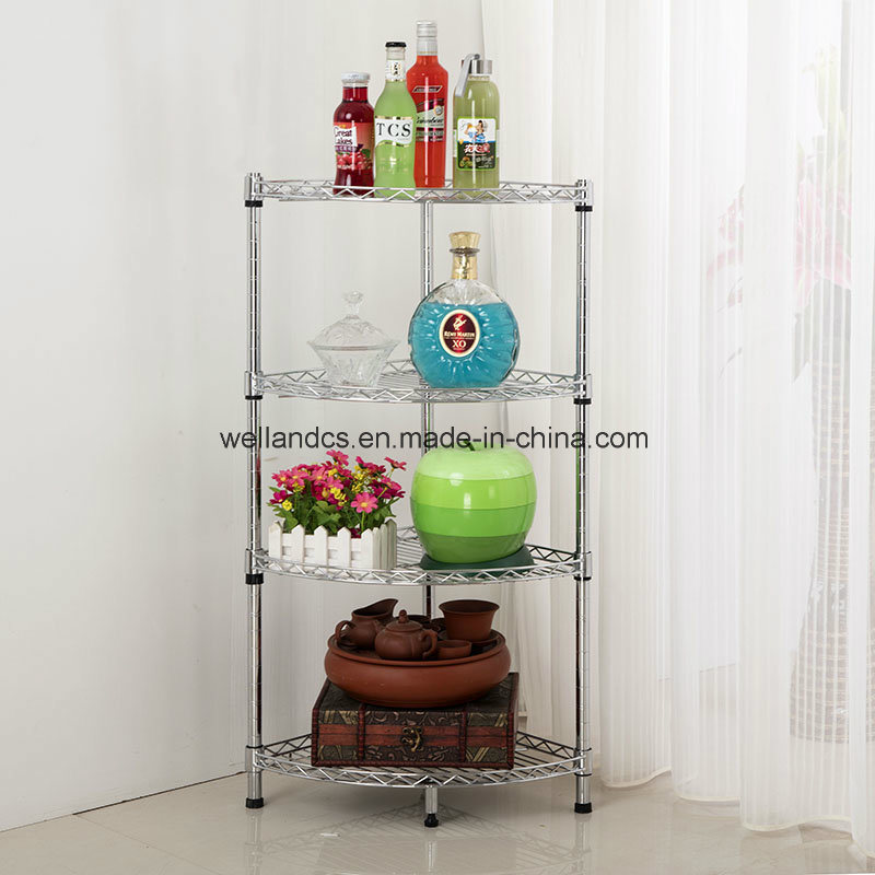 Cheap Corner 4 Tier Carbon Steel Kitchen & Beverages Storage Rack Holder