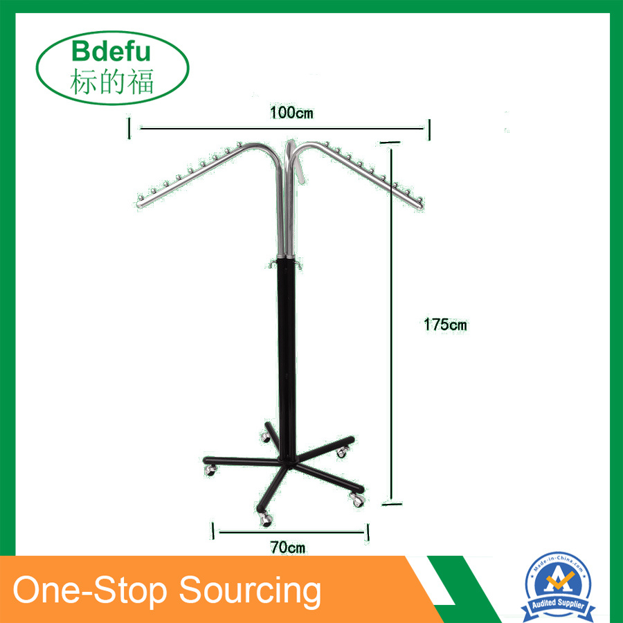 Floor Stand Metal 3 Way Display Rack for Clothing Store