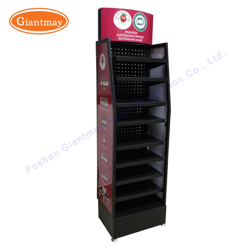 Bakery Multilayer Free Standing Metal Bottle Storage Display Rack for Jam