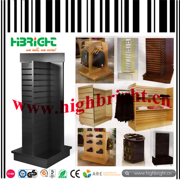 Supermarket Wooden Slatwall Revolving Display Racks for Retailing