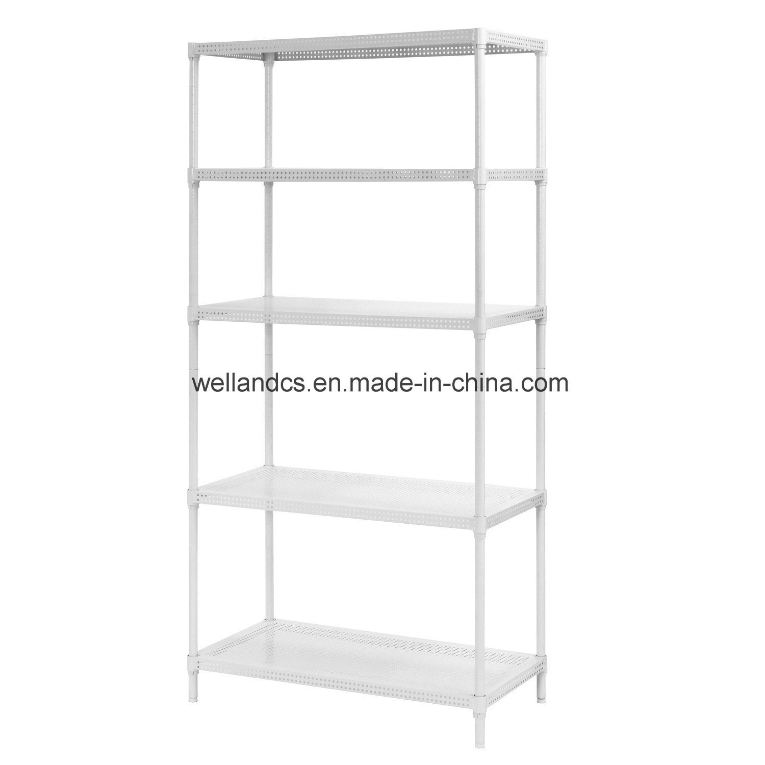 NSF 5 Tiers Adjustable Perforated Metal Rack, Hot Sale for EU Home Shelves