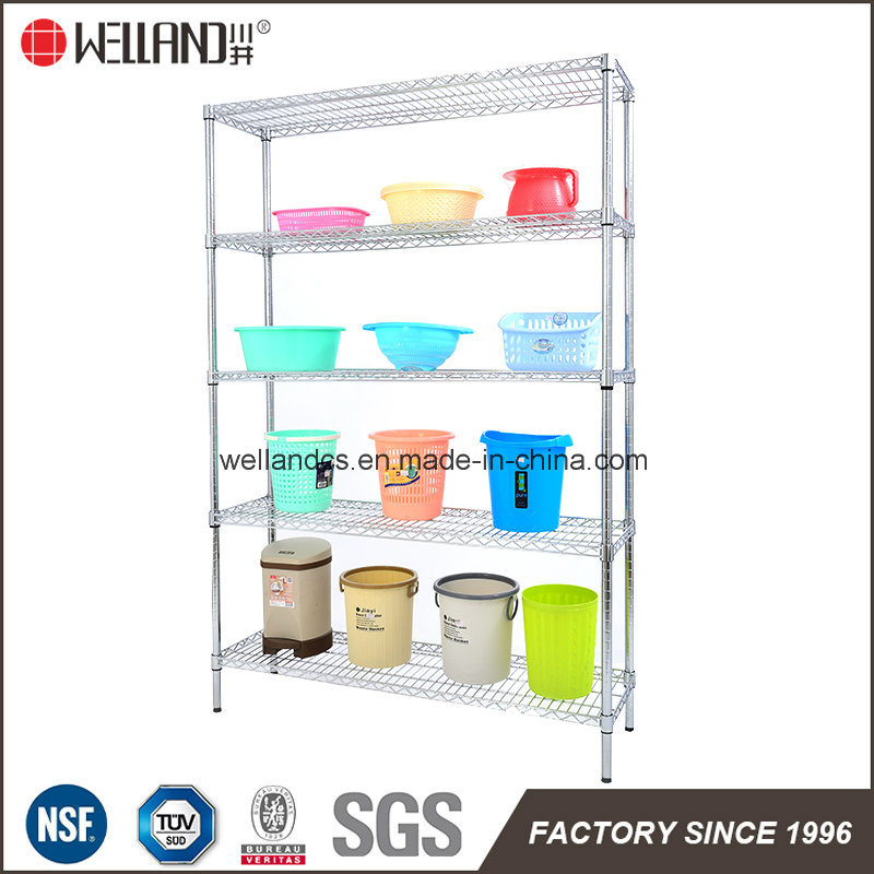 Popular Good Price Chrome 5 Shelf Double-Sided Shop Metal Wire Display Rack