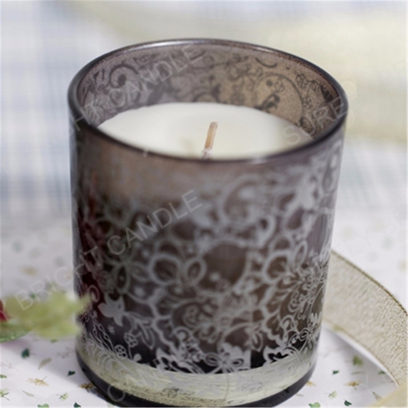 Glass Jar Candle of Black and White Printing