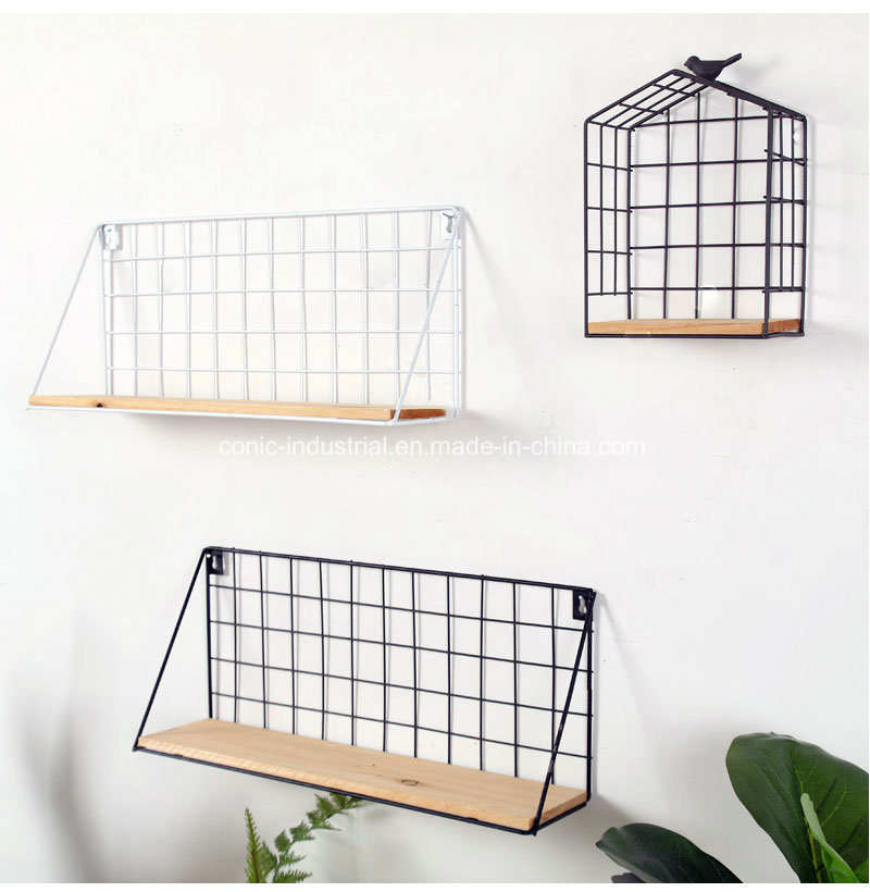 Morden Industrial Style Black Metal Iron Wall Hanging Storage Rack