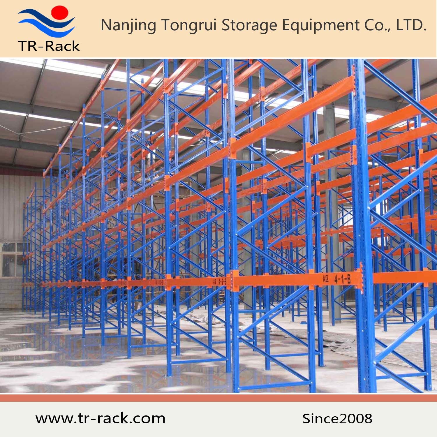 blue Frame and Orange Beam Steel Pallet Racking