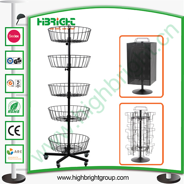 Three Sides Table Top Metal Pegboard Spinner Rack