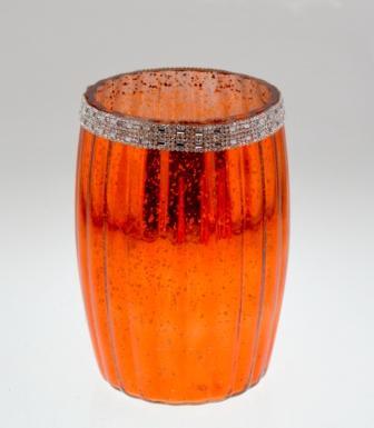 New Design Orange Glass Candle Holder