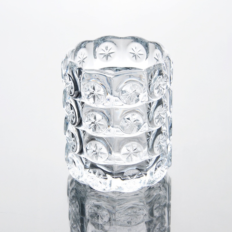 Transparent Pattern Glass Candle Jar