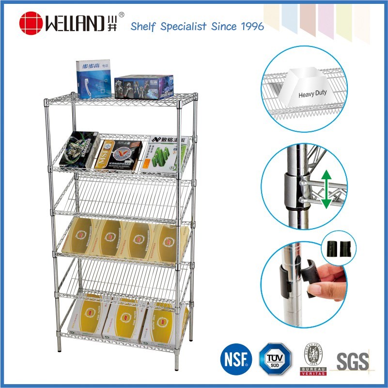 Adjustable Slanted Metal Wire Display Rack for Store/Supermarket Use (CJ-A1100)