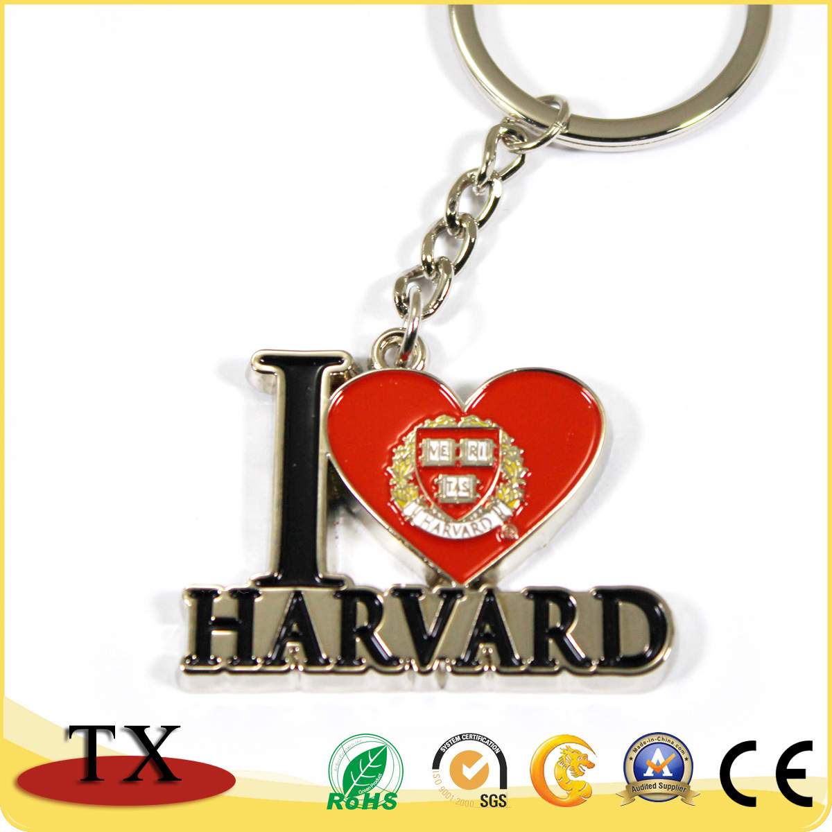 Heart Shape Metal Keychain with Custom Logo