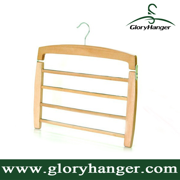 Multi-Purpose 4 Layers Wooden Pants Hanger Trousers Rack