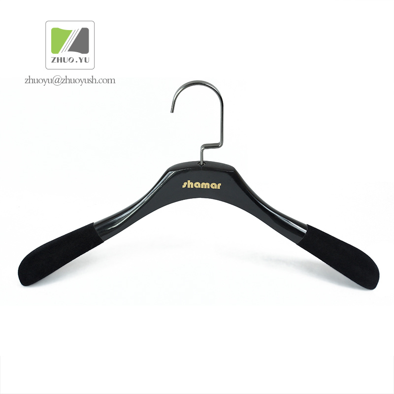 Wooden Shirt Hanger with Black Nickel Square Hook