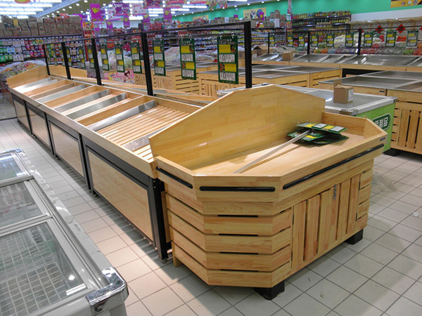 Supermarket Wooden Dry Fruit Vegetable Rack