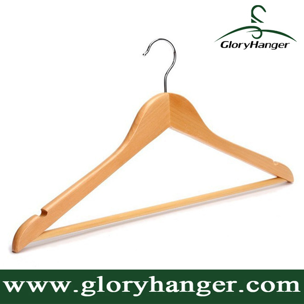 China Factory Wood Hanger with Pants Bar