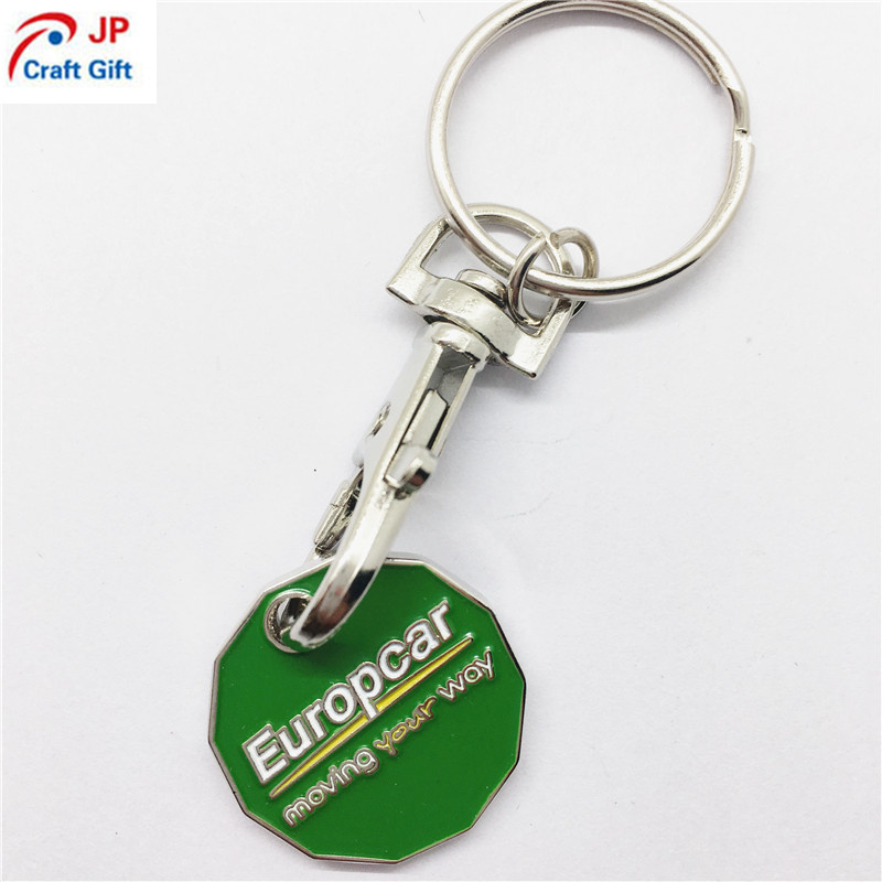 Green Metal Key Chain Supermarket Trolley Token