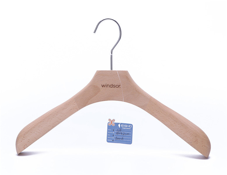 Eco-Friendly Beech Wooden Coat Hanger with Logo