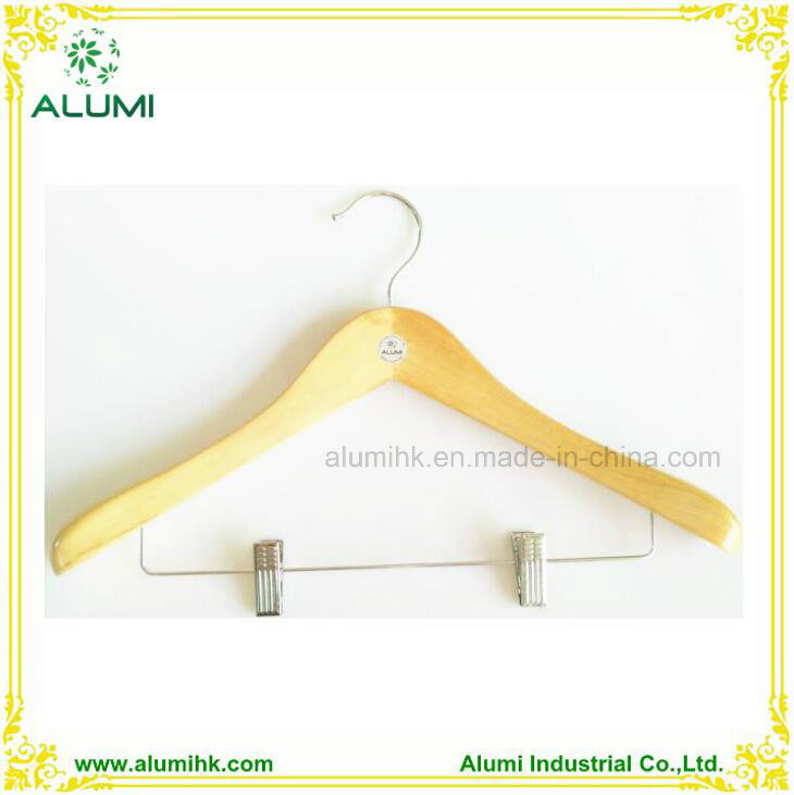 Hotel Wooden Female Hanger with Two Clips