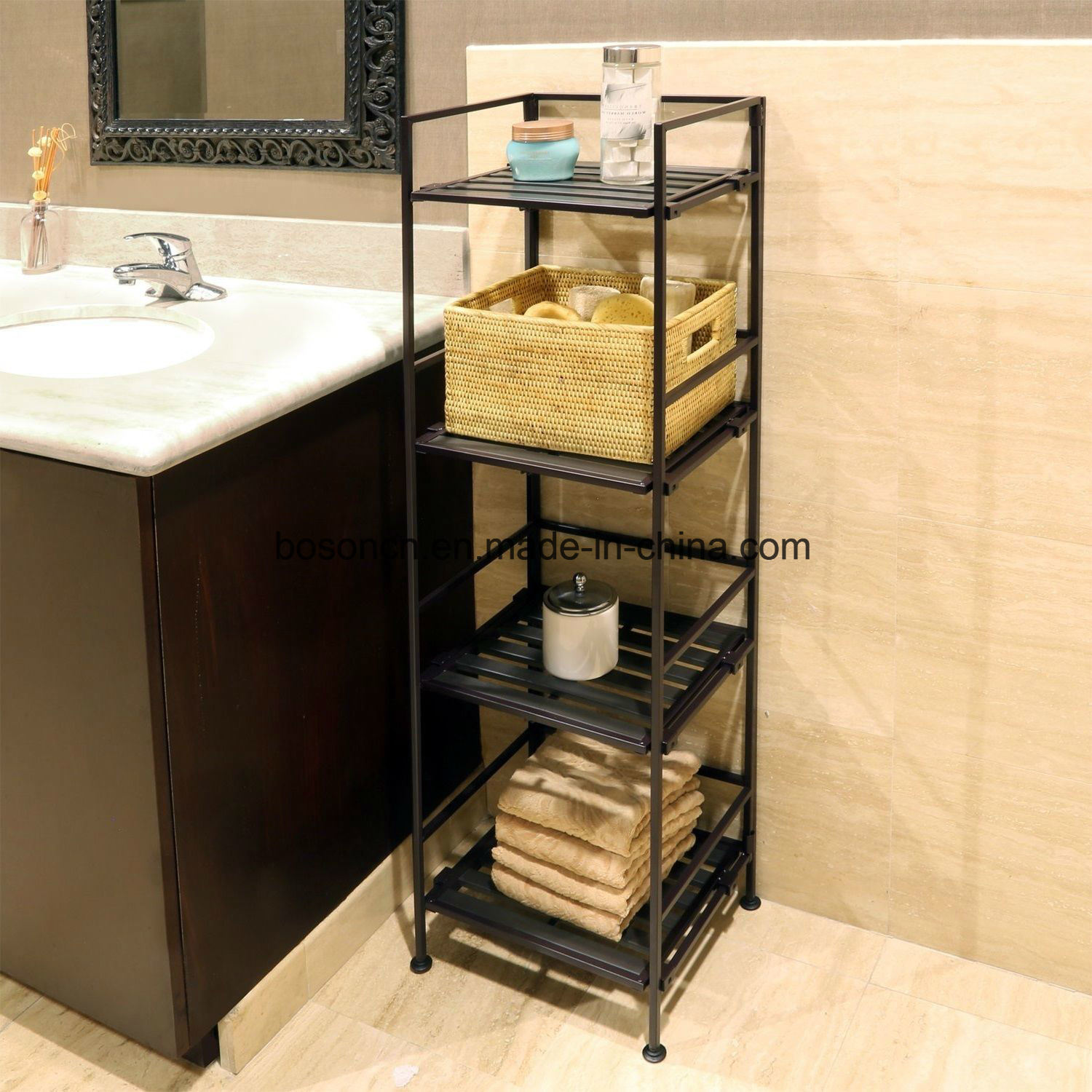 Bathroom Metal Towel Rack Shelf