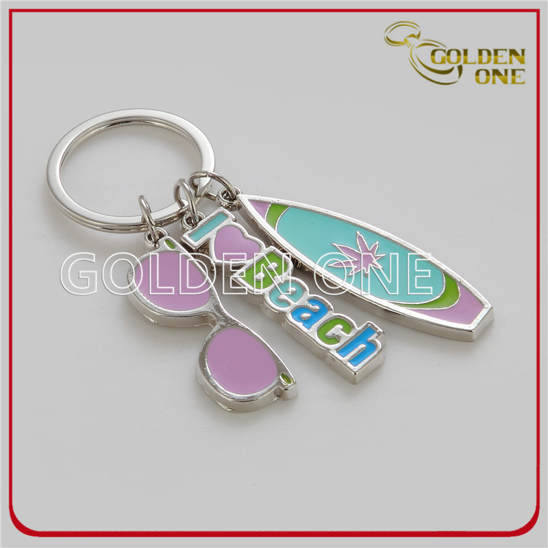 Newest Customized Sun&Beach Style Nickel Plated Metal Keyring