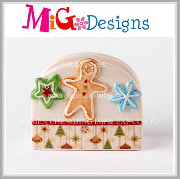 Christmas Ginger Bread Ceramic Napkin Holder Decoration