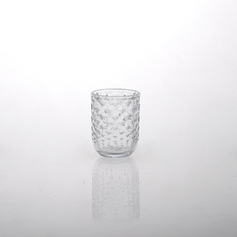 Round Diamond Candle Holder Glass