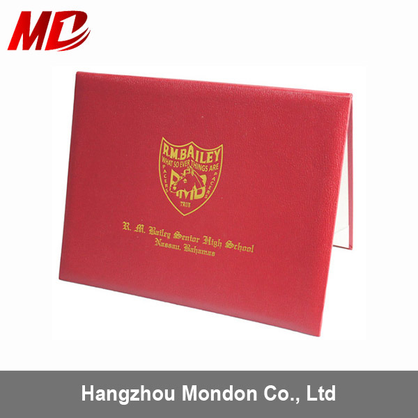 Wholesale Custom Red Certificate Cover with Gold Foil Stamping