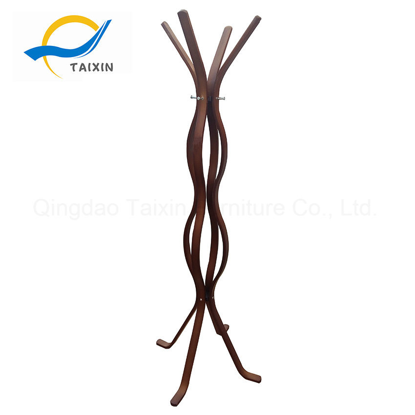 Hot Selling Four Hooks Bend Wood Coat Hangers