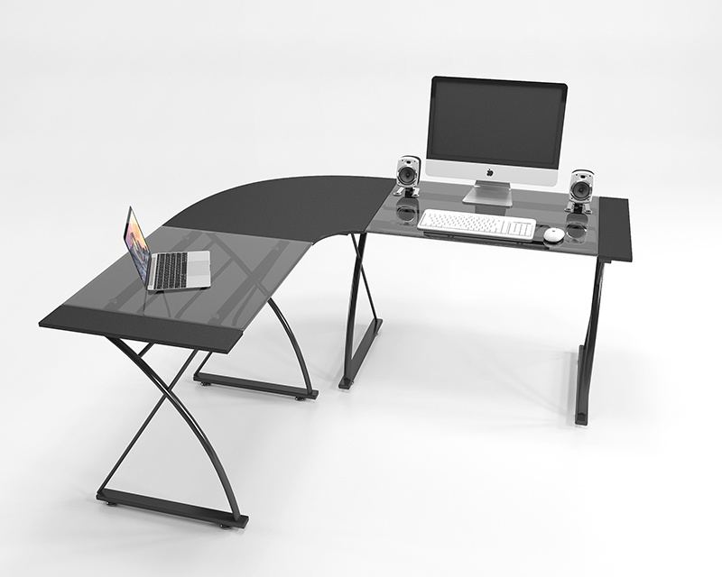 Modern Home Office Furniture Glass Corner Computer Desk