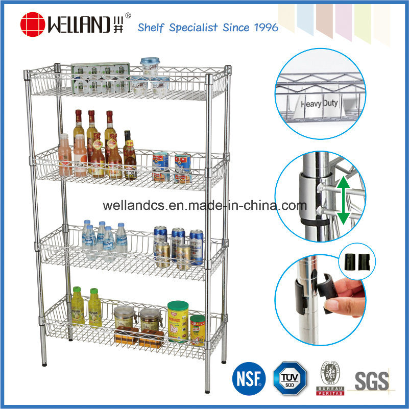 NSF 4 Tiers Steel Kitchen Basket Display Rack (BK12045180A4C)