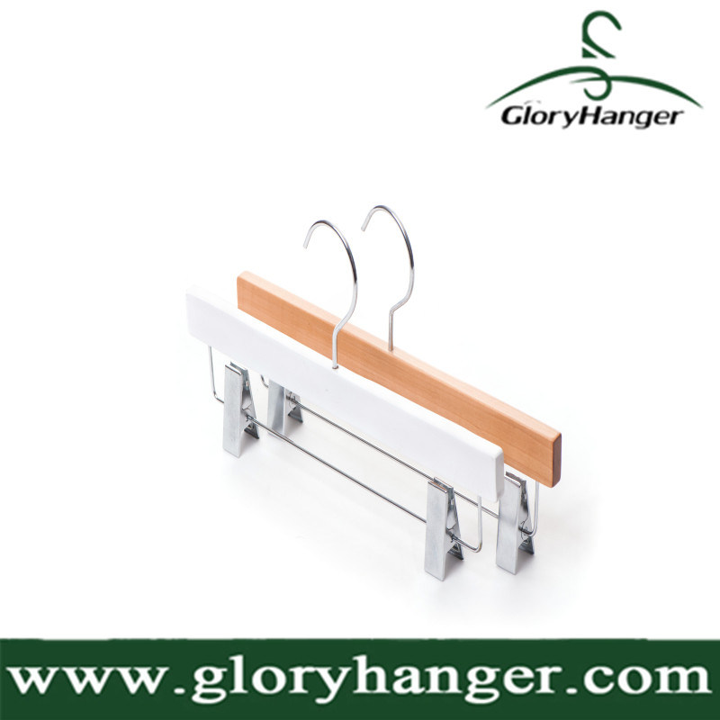 Wooden Trousers Hanger Pants Hanger with Metal Clips