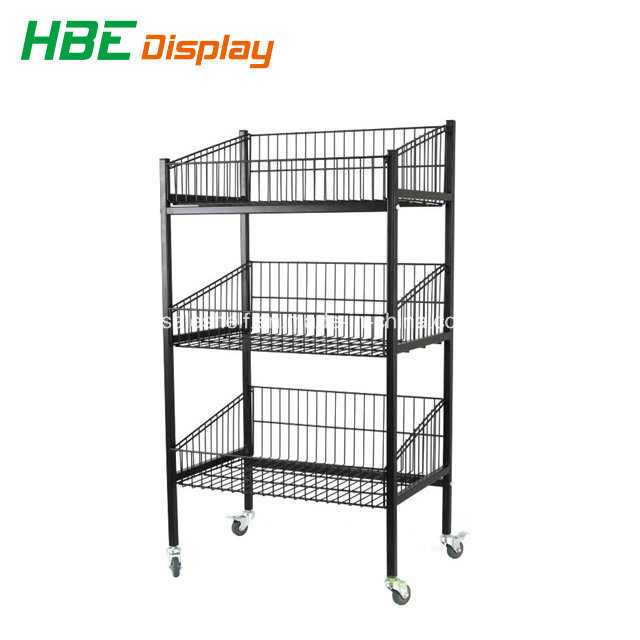 Sturdy Wire Freestanding Display Basket Rack