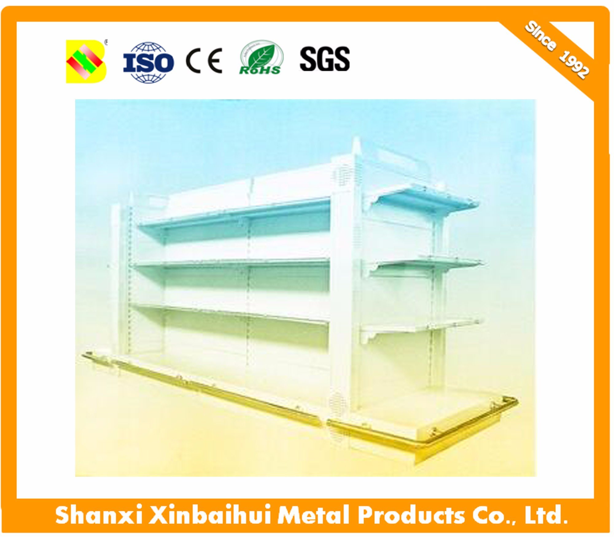 Supermarket Gondola Display Shelving with Ce