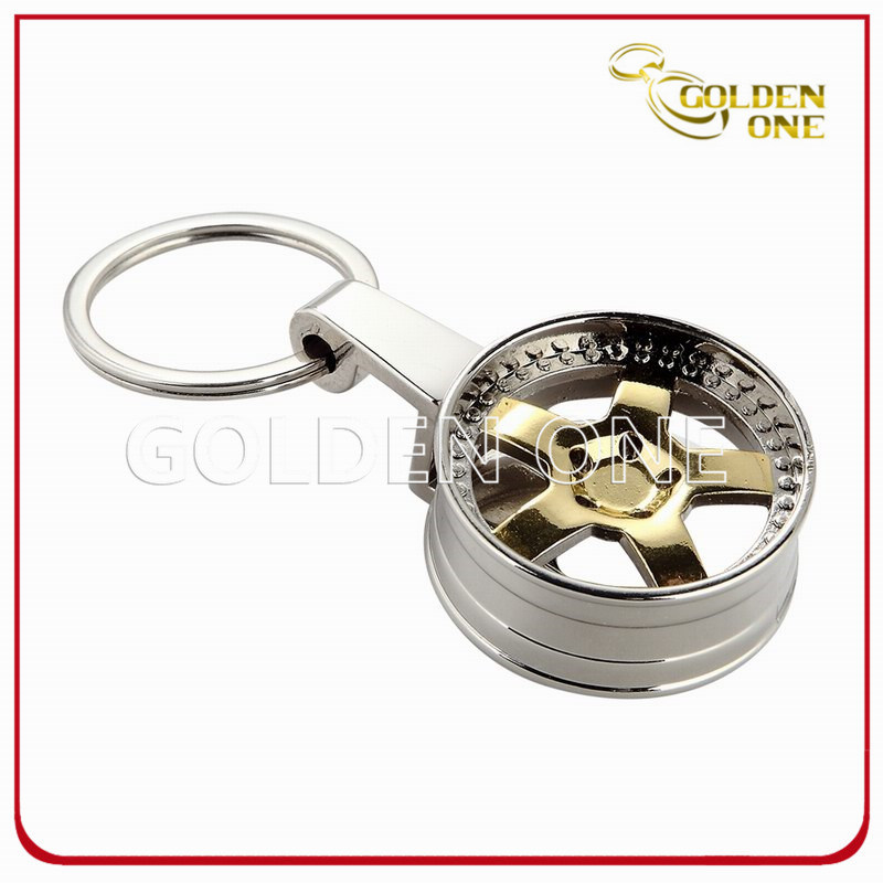 Fashion Design Two -Tone Finished Tyre Shape Metal Keyring