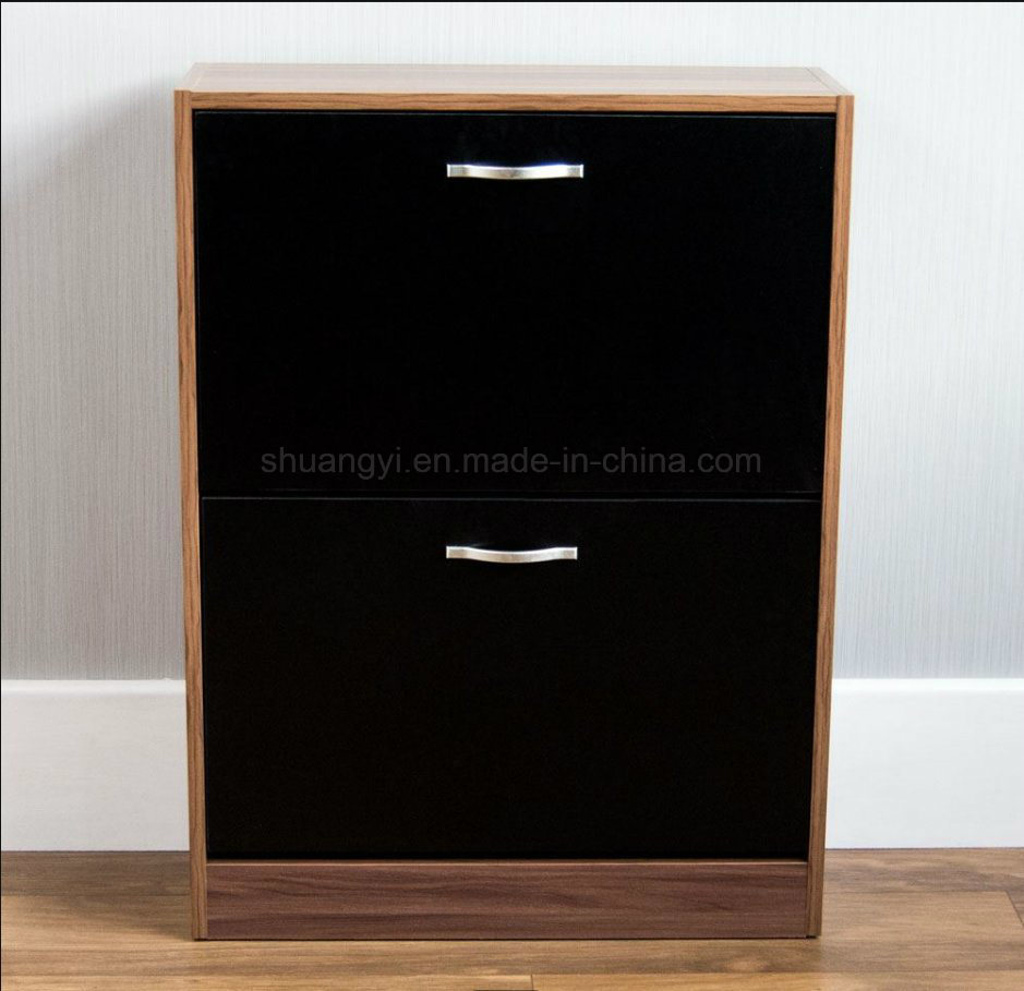 2 Drawer Shoe Cabinet Storage Cupboard Footwear Stand