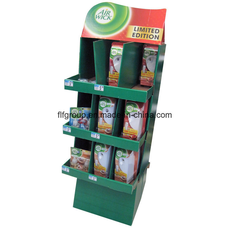 Temporary Durable Pop Cardboard Paper Floor Display Stand Rack