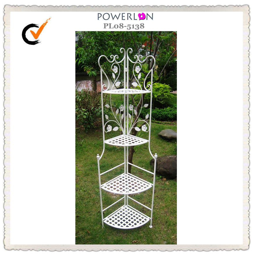 Decorative Antique White 4 Tiers Corner Shelf