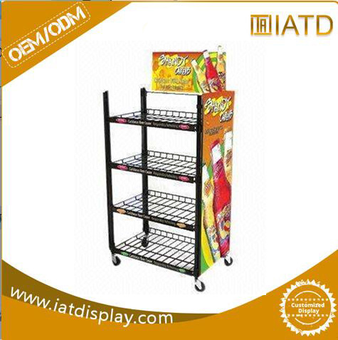 Large Metal Floor Standing Drink Display Rack for Supermarket